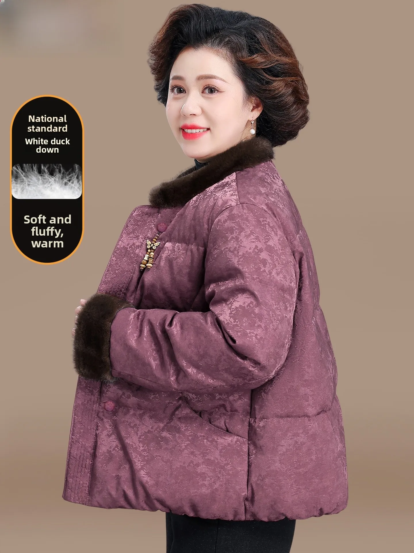 

New Chinese Sle Mommy down Jaet Middle-Aged And ly Women's Autumn Winter Cotton Coat Lady's Traditional Tang Costume