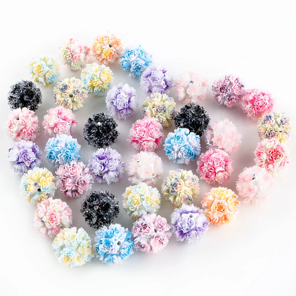 

10Pcs/Lot Acrylic Flower Bonded Clay Beads For DIY Jewelry, Keychains, Handmade Creativity, Etc