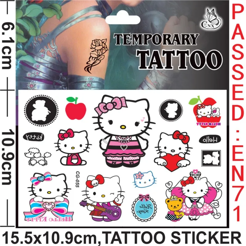 Pegatinas de tatuaje de Hello kitty para niños y niñas, calcomanías de dibujos animados de Sanrio al azar, 2 piezas, impermeables, regalo de