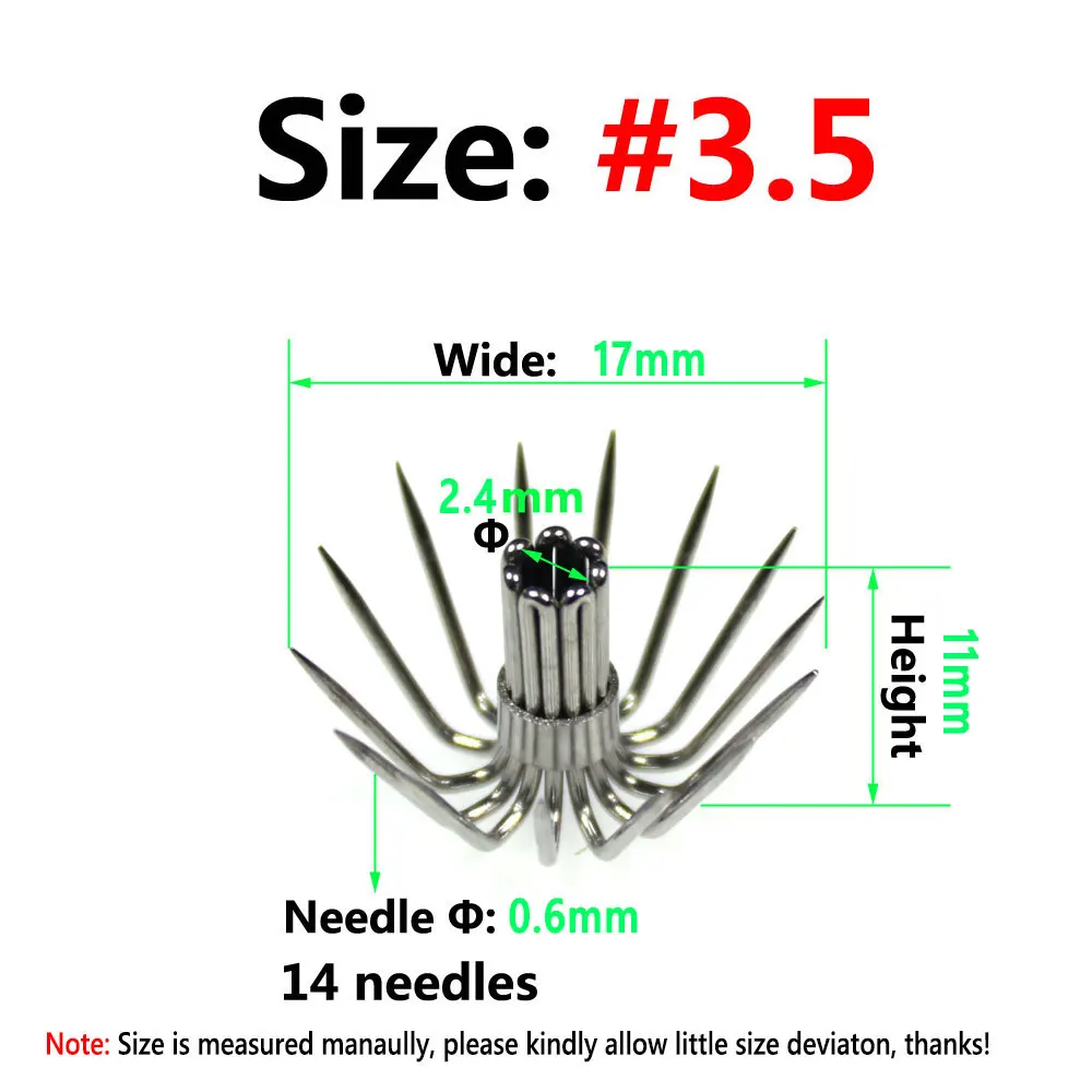 Bimoo 50pcs Squid Jig Hook Single Hooks 14 Needles Size #2 #2.5 #3 #3.5 #4 Shrimp Lure DIY Egi Fishing Hooks Spares