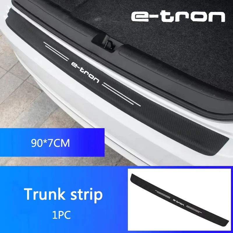 1pc Car Door Sill Protector Stickers Trunk threshold Anti scratch For Audi E TRON Logo Trunk Bumper Guard Stickers Accessories