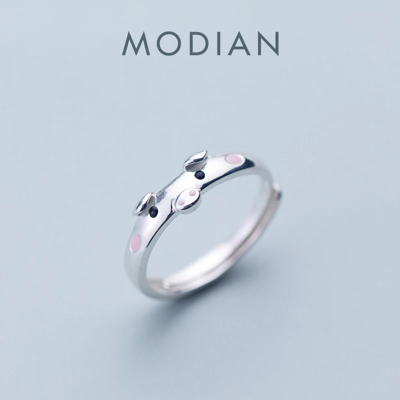 

Modian Fashion Animal Free size Ring for Women Colorful Enamel Cute Little Pig Sterling Silver 925 Ring Fine Jewelry 2020 Design