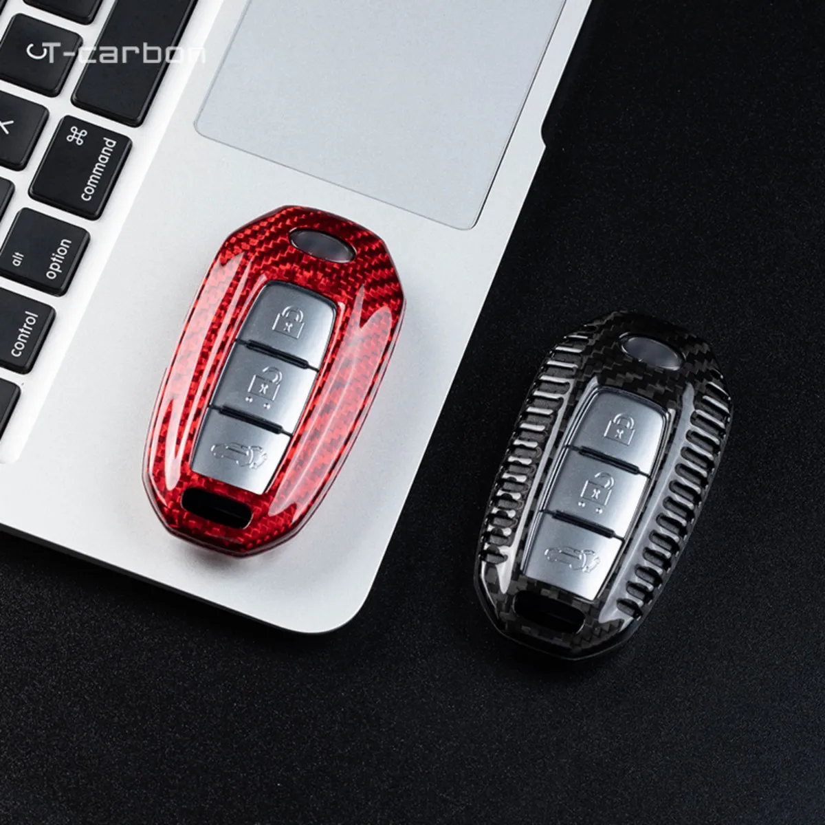 T-carbon Carbon Fiber Car Key Cover For New Infinity Q50 Q60 QX50 QX55 QX60 Key Case Fob Shell Interior Accessories view 3