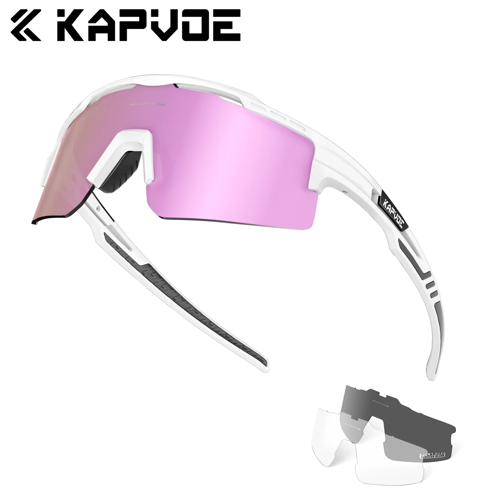 Kapvoe 3-Linsen Sportsonnenbrille Modische Schutzbrille Radfahrbrille MTB Reit- und Skatebrille UV400 Herren Damen Fahrrad-Eyewear