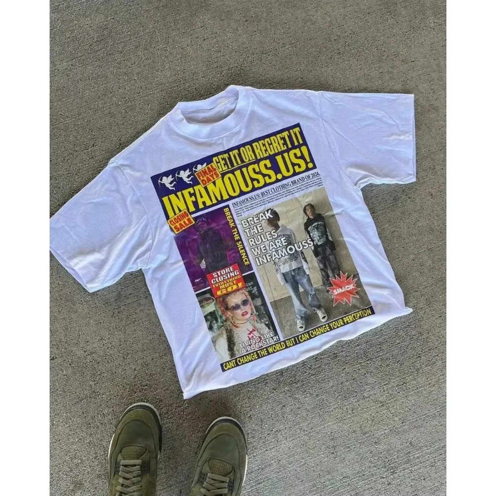 تي شيرت Harajuku برسومات الصحف الأمريكية Y2k تي شيرت كبير الحجم للسيدات Pro Choice ملابس الشارع القوطية ملابس كلاسيكية للرجال