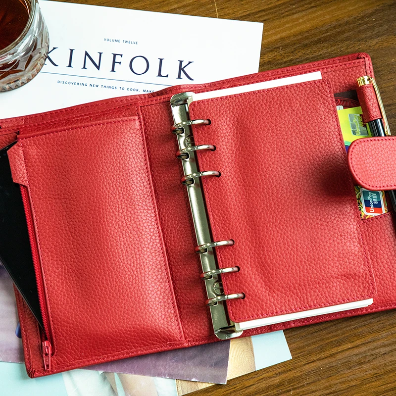 Smartfee Leather Budget Planner Regular Ring Notebook A6 Binder Photocards 2022 Planner Organizer Agenda Diary Planner