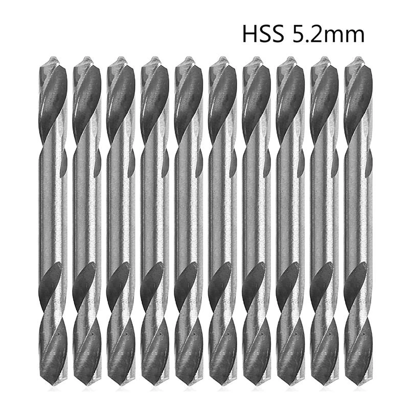 E06B 10PCS 5.2mm HSS 더블 엔드 마감 나선형 비틀림 드릴 도구 드릴 세트