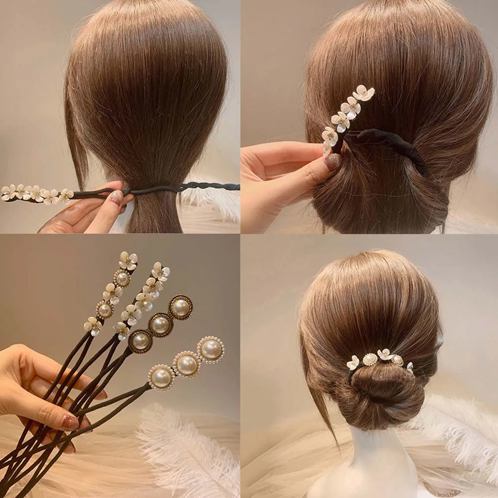 Wild Simple Shell Pearl Women Flower Hair Curler Hair Styling Tool Hair Accessories Hair Bun Maker