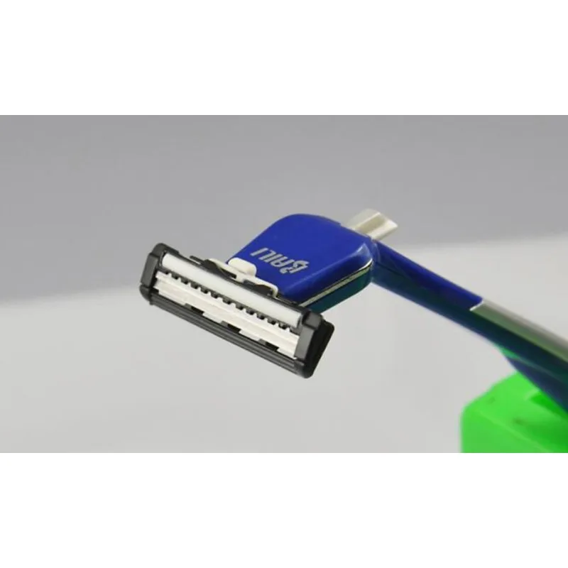 BAILI BP206 2 層カミソリ刃マニュアルシェービングカセットシェーバーバタフライツイストオープン T 字型ユニセックス +6 交換刃カセット