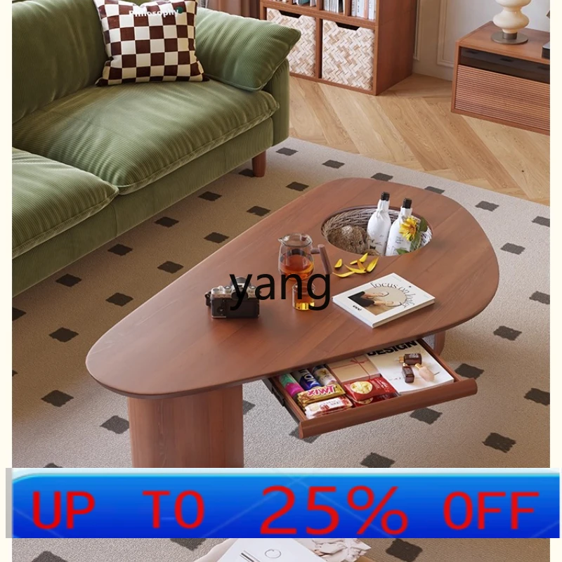 

LMM Retro Solid Wood Simple Home Use Irregular Shape Coffee Table