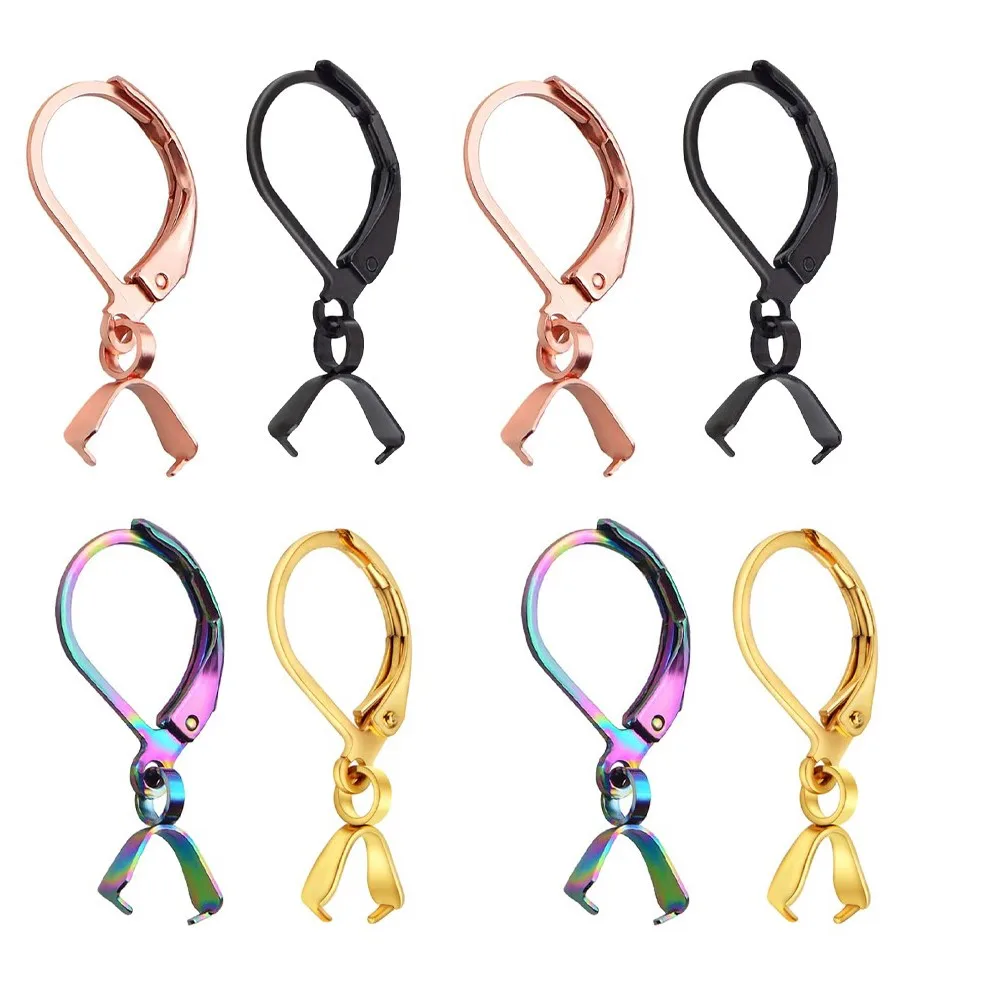 

10Pcs/lot Stainless Steel French Lever Back Earring Hooks With Clasp Settings Base DIY Earrings Jewelry Making Accessories