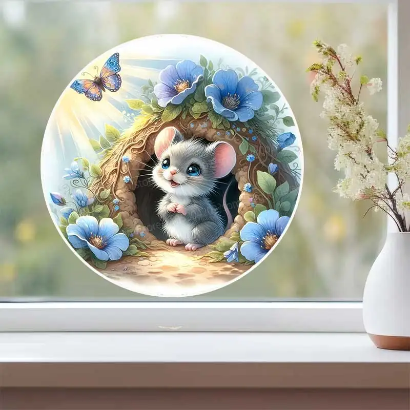 Creative Cute round Mouse Hole Animal Decoration Stickers for Wall Luggage Car Notebook Doors And Windows AA242
