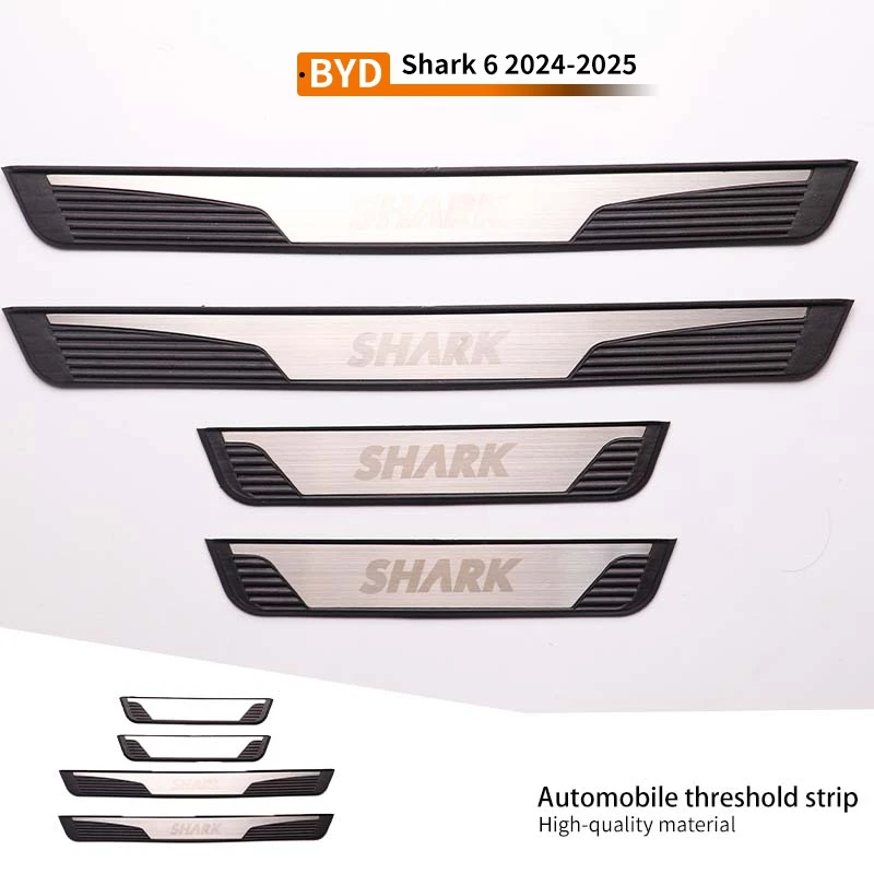 

4Pcs Anti-collision Strip Anti-scratch Wear-resistant Automobile Threshold Sticker Protector Interior For BYD Shark 6 2024-2025