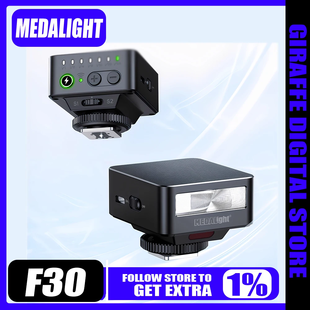 New Product MEDALight F30 Camera Retro Mini Flash DSLR Hot Boots Portable Small Outdoor Fill Light Sony Fuji Top Flash Im30