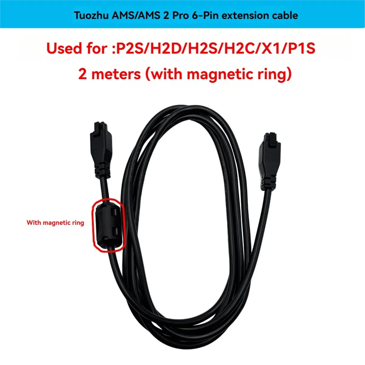 618 Mega Sale For Bambu Lab AMS/AMS 2 Pro/P2S/H2D/H2S/H2C/X1/P1S 6-Pin Extension Cable Accessory Data Cable 2M 3D Printer Parts