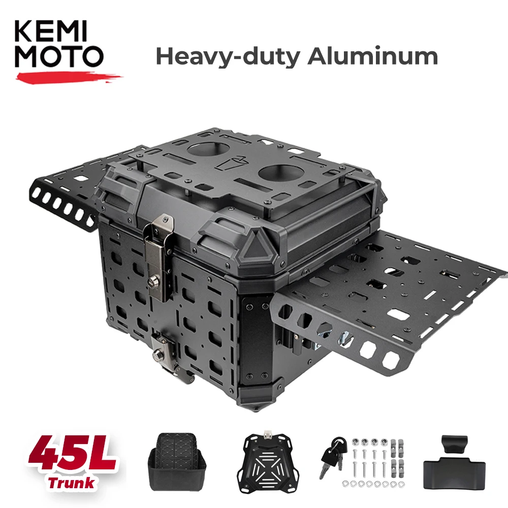 

KEMIMOTO CNC Aluminum Motorcycle Top Box Folding Armor Luggage Case Universal Moto Trunk Tail Helmet Quick Release Box