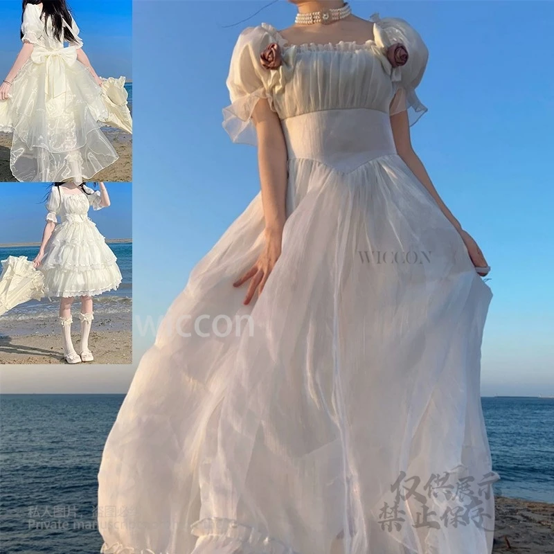 

Японский Y2K Jirai Kei, летняя фея, белая юбка, галстук-бабочка, три стиля, платье принцессы, костюм с длинным хвостом, новинка на день рождения