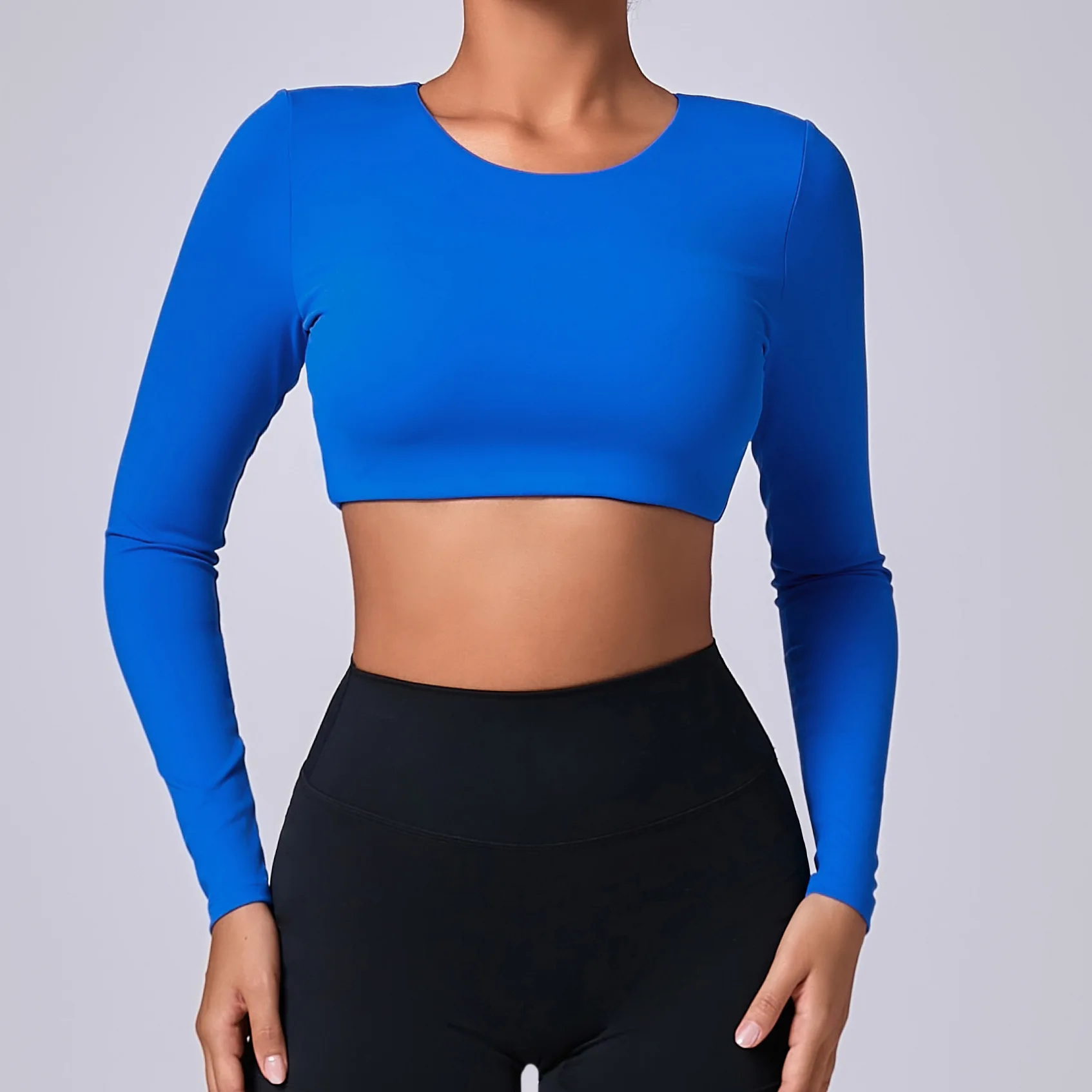 

Women Yoga Long Sleeve T-Shirt Running Workout Breathable Sports Clothing Pilates Solid Color Long Sleeve Yoga Shirts For Women