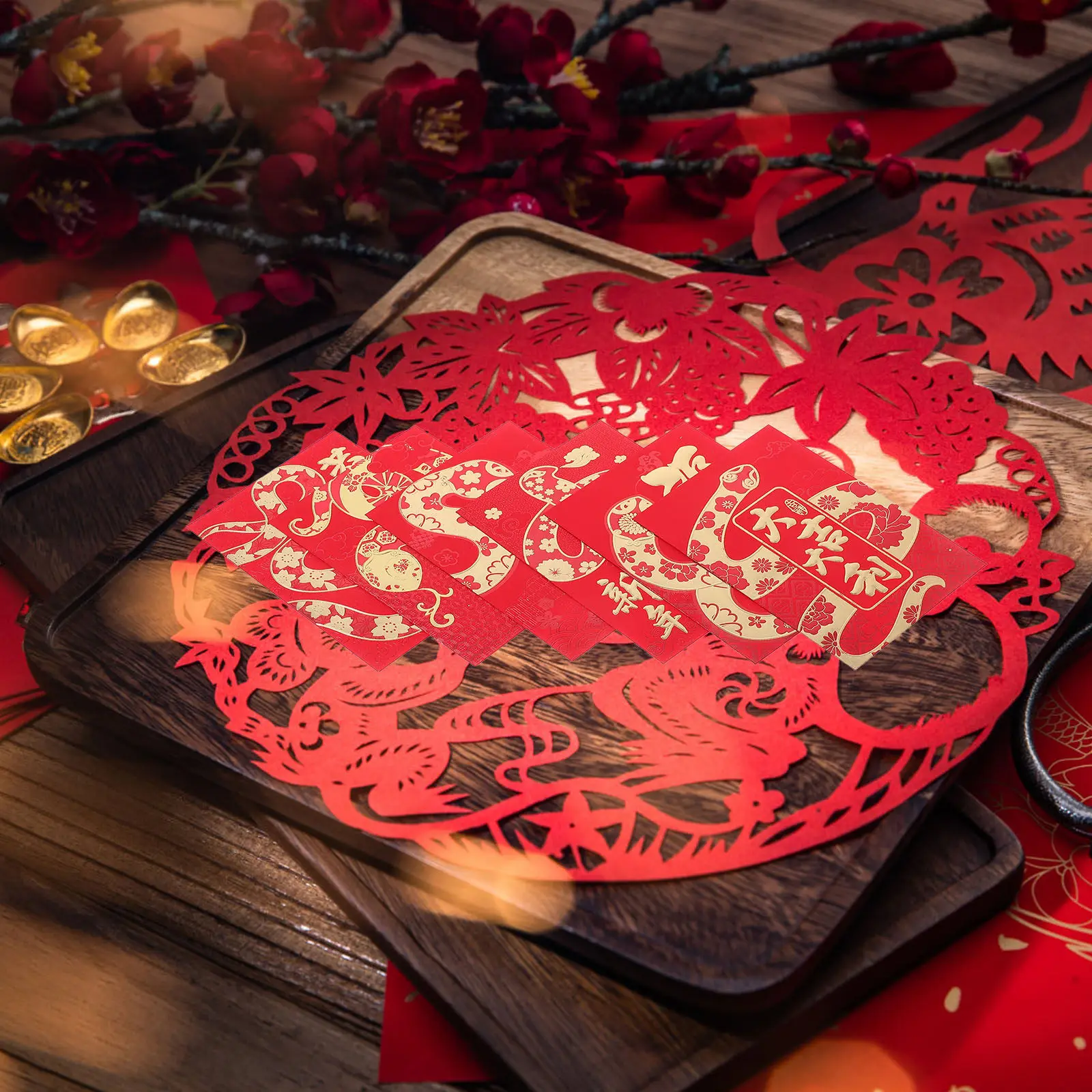 48Pcs Chinese Red Envelopes Snake Design Lucky Money Packets Traditional Snake Year Red Pocket for Chinese New Year Party