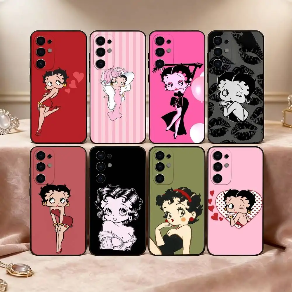 Be-Tty Boo-P Phone Case Black Silicone Soft For Samsung S25,S24,S21,S22,S23,S30,Ultra,S20,Plus,Fe,Lite