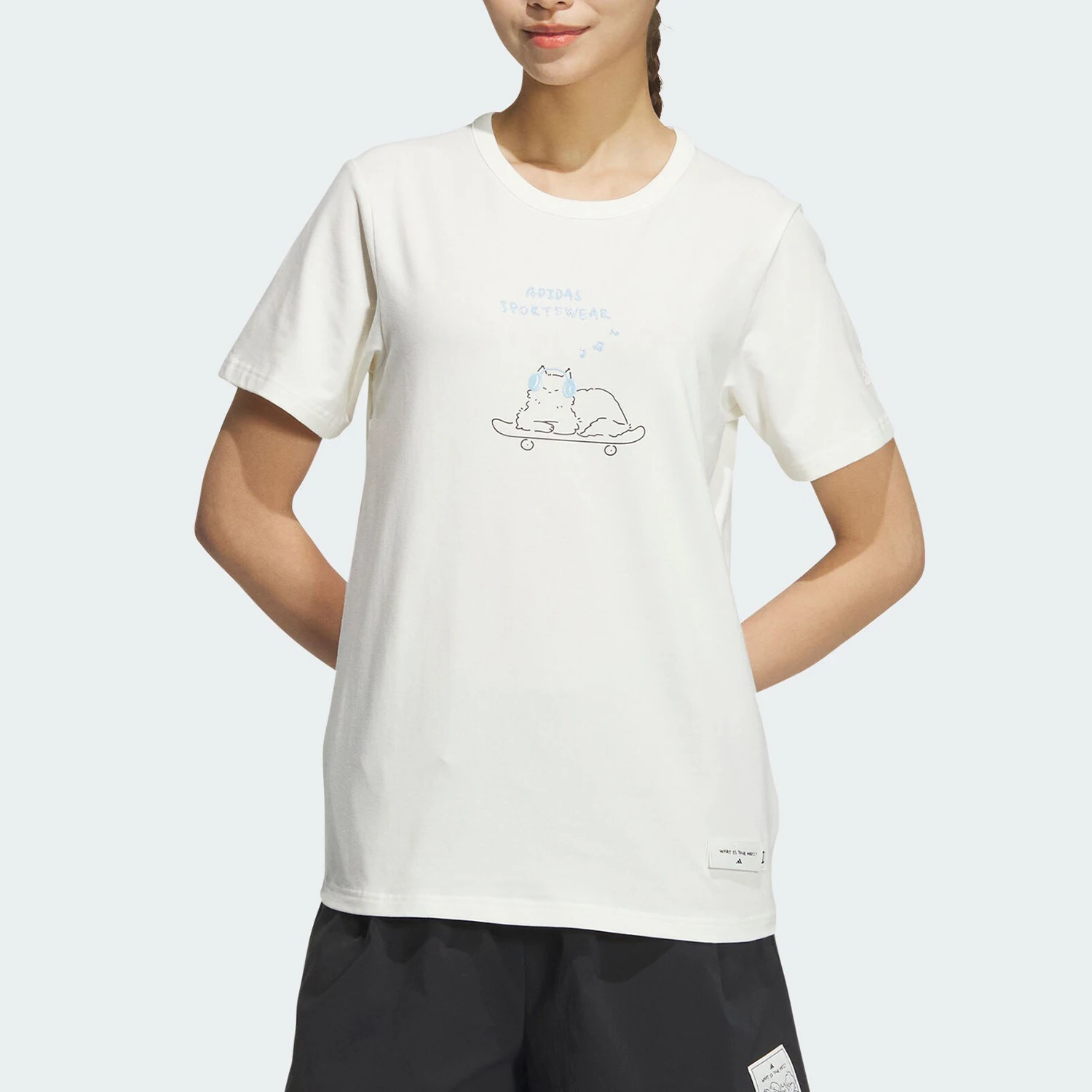 

Оригинальная женская спортивная повседневная футболка с коротким рукавом Adidas W GFX Z TEE JN6660