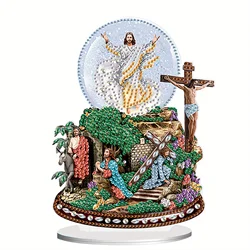Irregular Shape Jesus Diamond Art Painting Desktop Display Kit, Special Gem Mosaic Arts Crafts for Home Table Decor