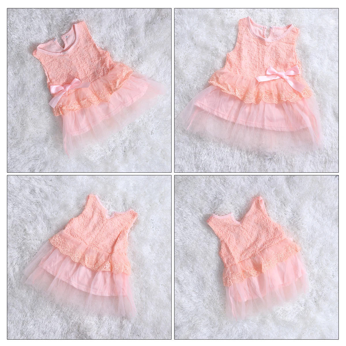 فستان الأميرة للفتيات الصغيرات بدون أكمام من التول توتو فستان الشمس للحفلات مقاس 4 تصميم فيونكة من الدانتيل الوردي ملابس مريحة ومتينة