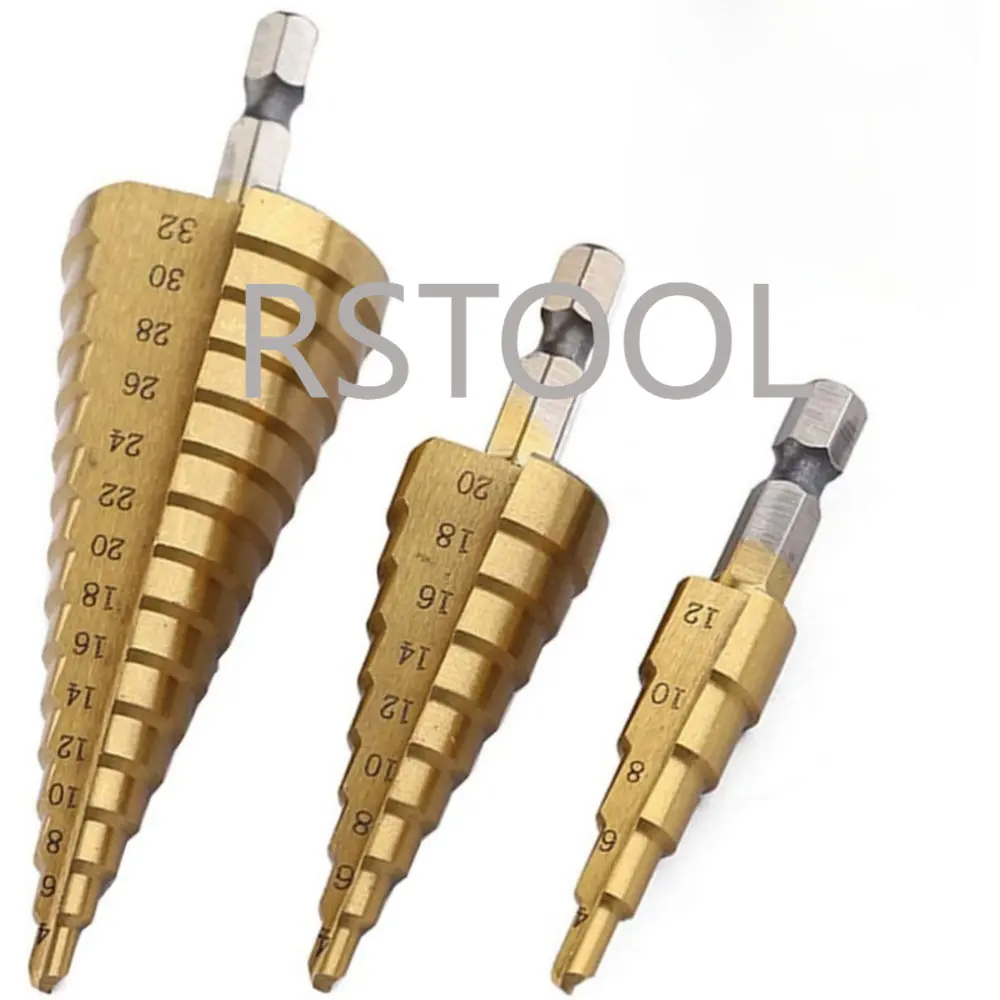 3pcs HSS punta da trapano in titanio 4-12 4-20 4-32 utensili elettrici per perforazione punta da trapano per cono in acciaio ad alta velocità in metallo