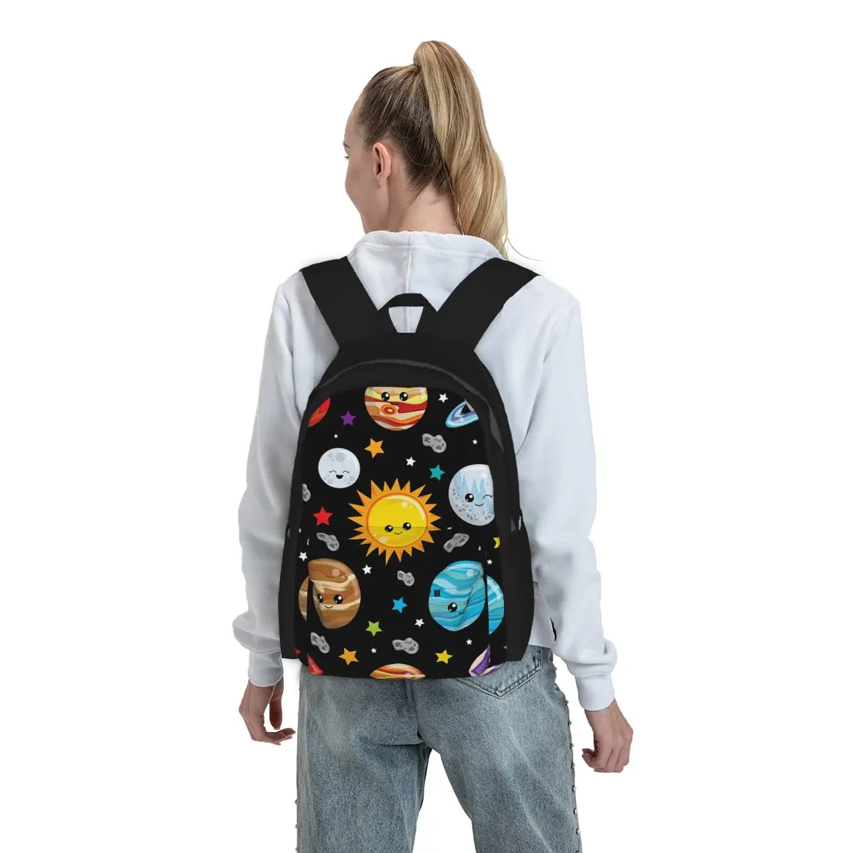

Kawaii Planets Cute Solar System Backpack Boys Girls BookBag Children School Bag Computer Shoulder Bags for Men Women