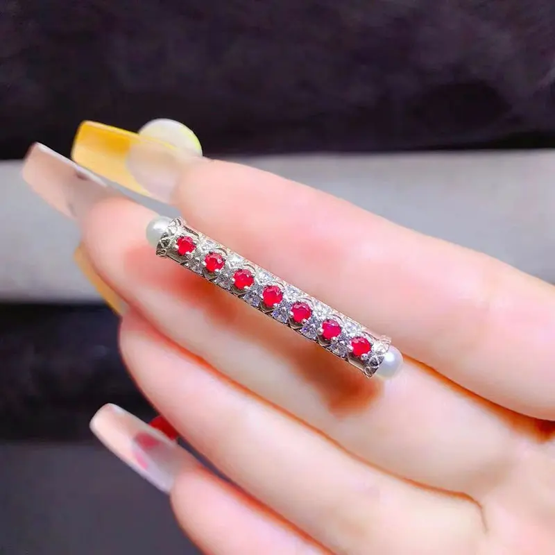 

Брошь-ветка из 100% серебра 925 пробы с натуральным рубином 2 мм и натуральным жемчугом для вечеринок, 2 мм*7 мм, рубин VVS 1.0 карата, ювелирное изделие