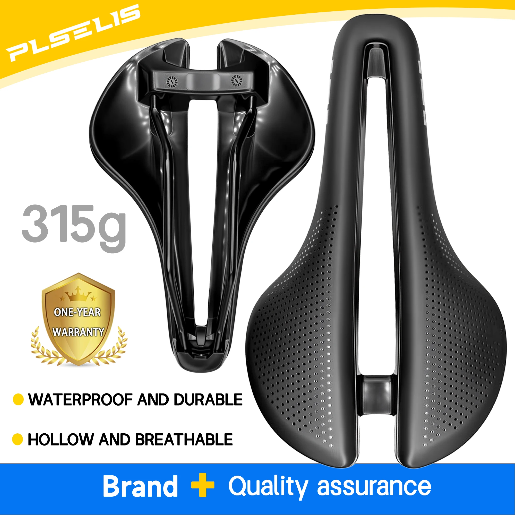 

Plselis Hollow Ergonomic Bicycle Saddle Waterproof Breathable Durable Bike Seat Not Stuffym 315g Weight for Comfortable Riding