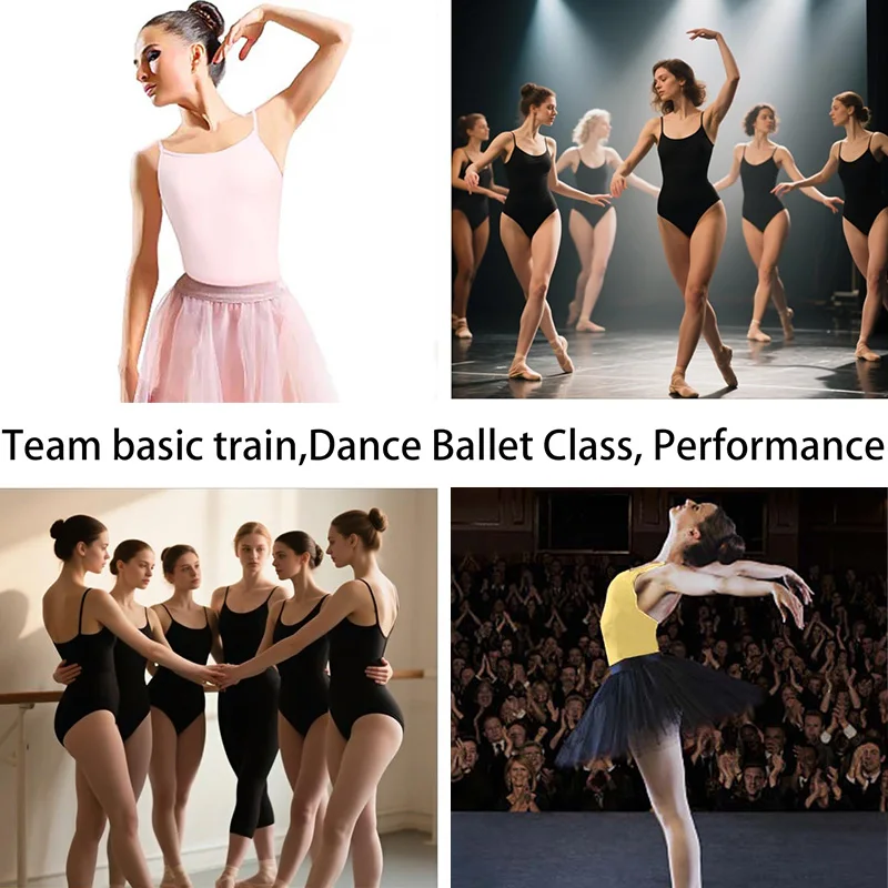 女性用ノースリーブキャミソールバレエダンスレオタード大人用体操タンクトップ調節可能なストラップと裏地付きダンスレオタード