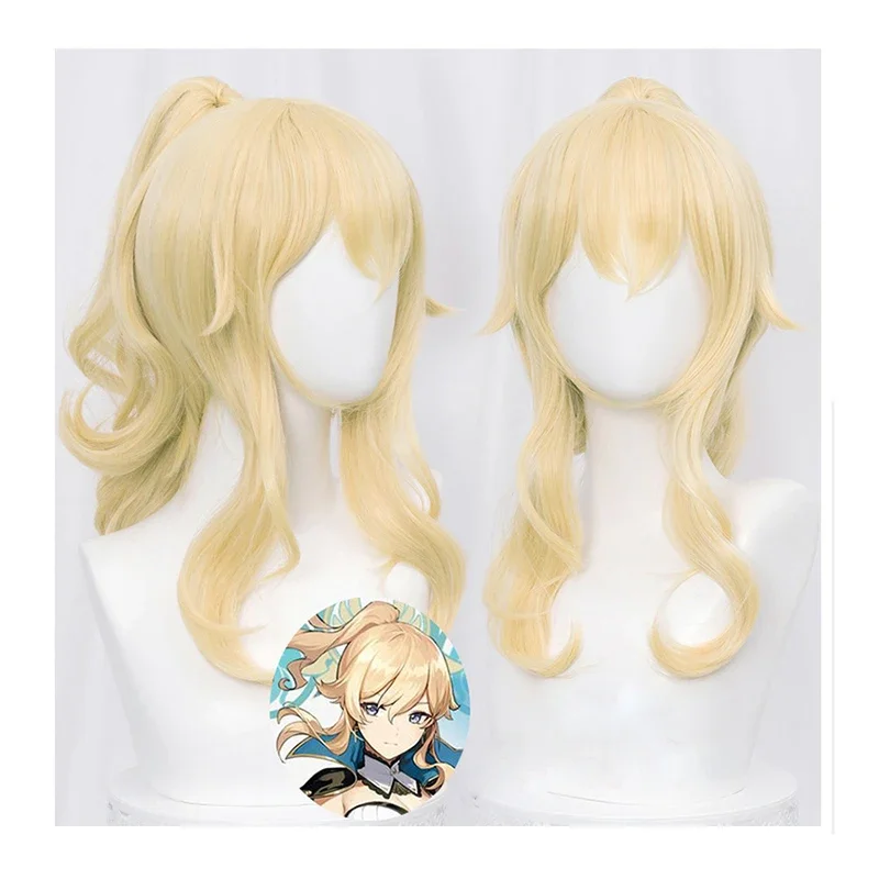 

Anime Jean Cosplay Wig Genshin Impact Blond Curly Ponytail Heat Resistant Synthetic Hair Anime Cosplay Wigs
