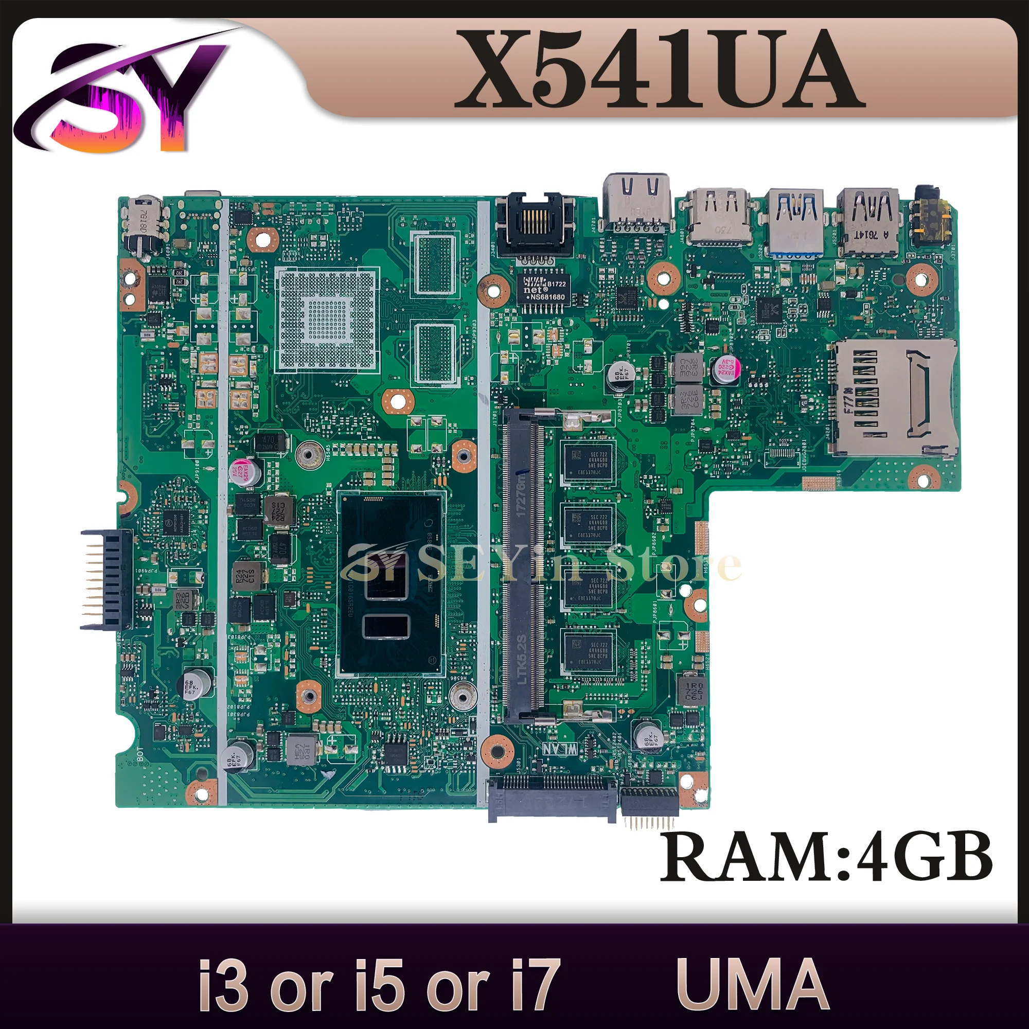 Материнская плата X541UA для ноутбука ASUS X541UJ X541UAK X541U F541U A541U X541UV X541UVK I3 I5 I7 CPU 4 ГБ/8 ГБ ОЗУ UMA