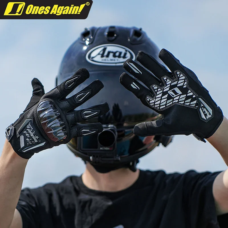 

Ones Again New Men Women Summer Breathable Summer Motorcycle Gloves Carbon Fiber Protective Shell Anti-fall Riding Moto Gloves
