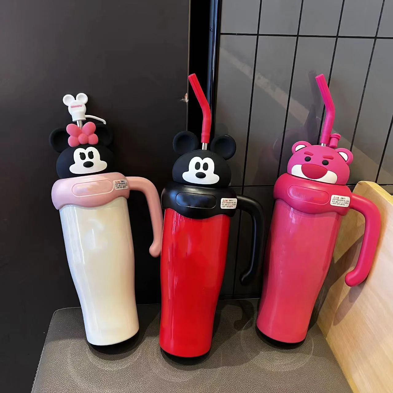 850ml New Cartoon Lotso  Big Mac 316 stainless steel thermos cup Mickey cute Large capacity Portable straw cup Gift Toys