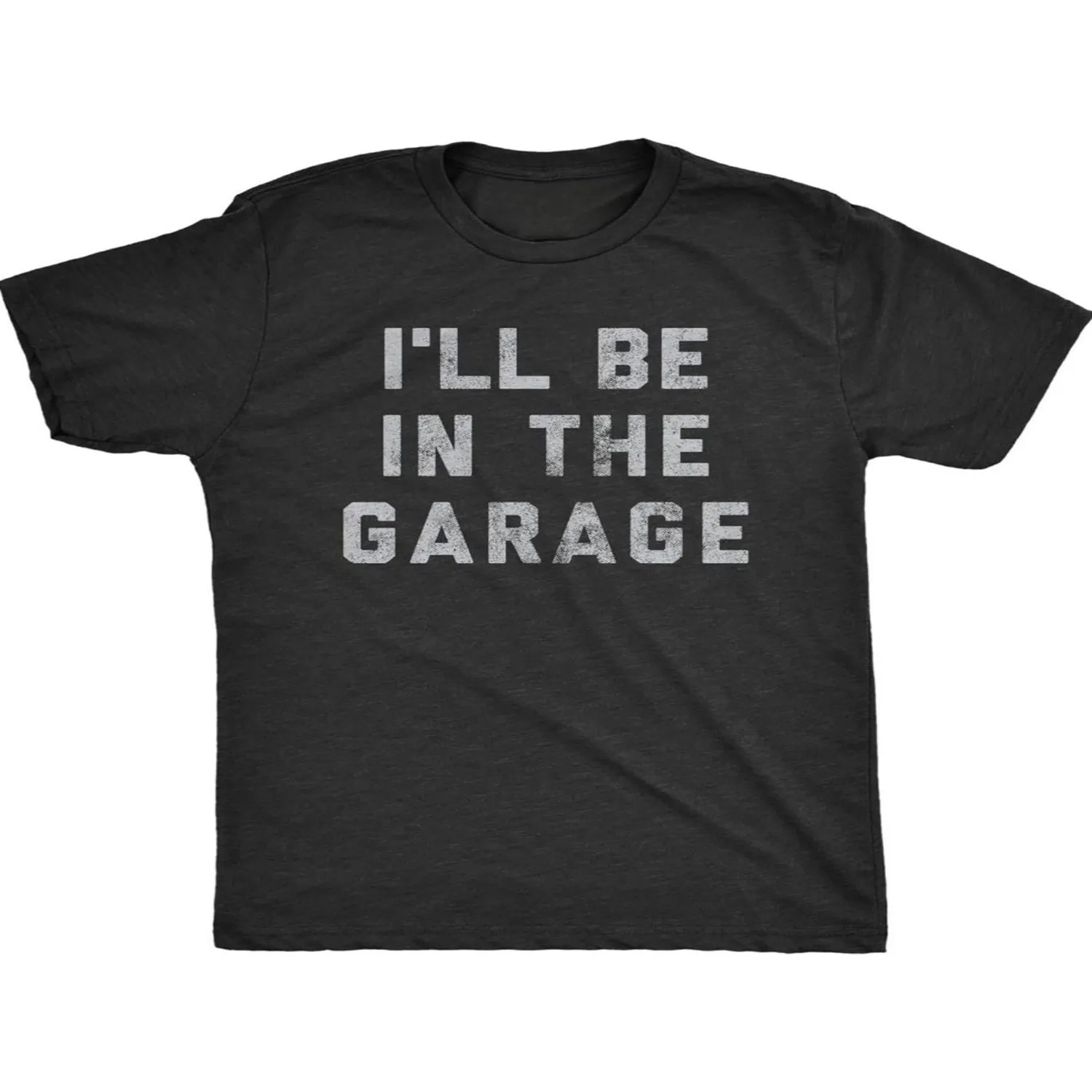 Men'S _I'll Be In The Garage_ Graphic T-Shirt - Black with White Print, Casual Loose Fit, Breathable Polyester, Perfect for Summer, Beach, and Outdoor Activities, Casual Summer Wear _ Casual Fit Cotton Tee, Gift For Him
