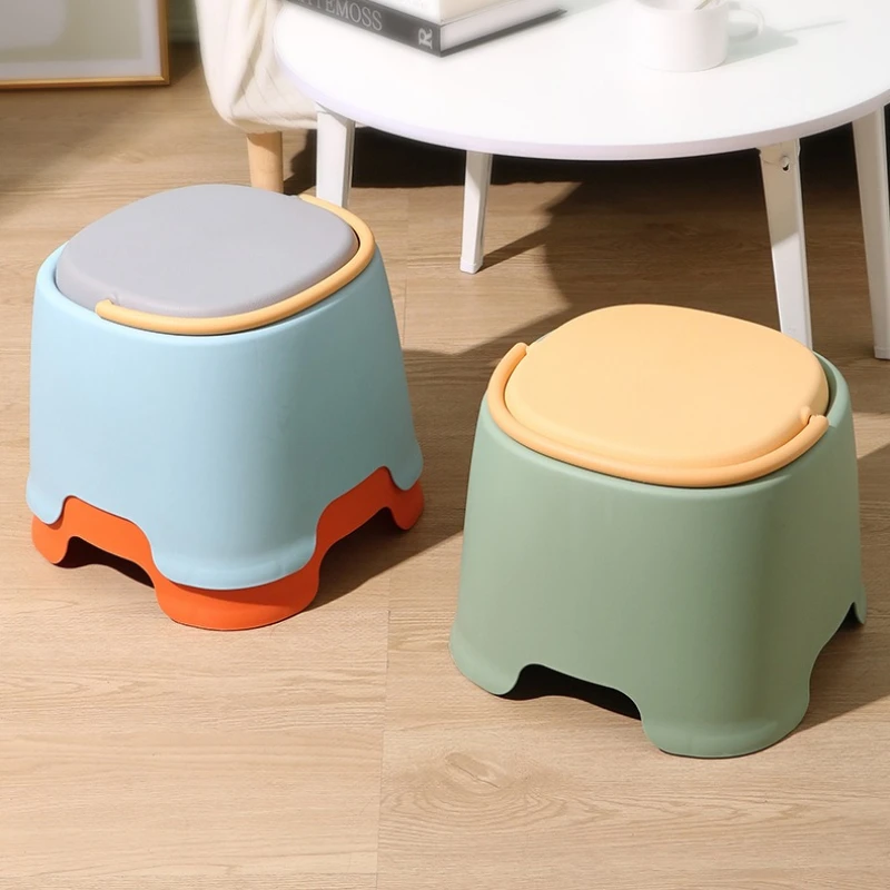 LTT thickened plastic stool with handle household living room non-slip bench bathroom small bench