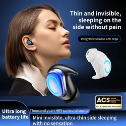 Invisible Sleep Mini Single In-Ear Earphones Run Sport Wireless Bluetooth Earbuds IPX5 Waterproof ENC Noise Cancelling Headset