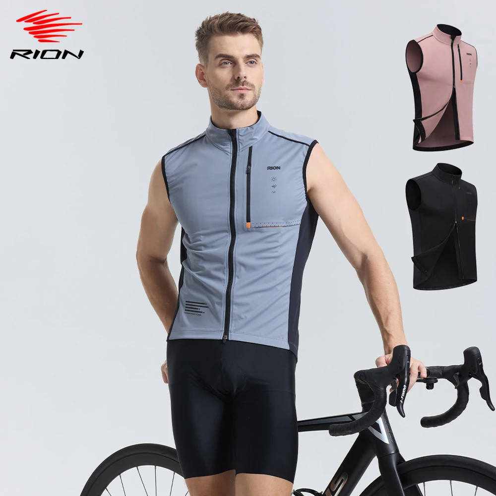 

RION Men Cycling Vest Women Bicycle Vest Mountain Bike Windproof Double Zippers 10℃-25℃ Waterproof Sun Protection Unisex Outdoor