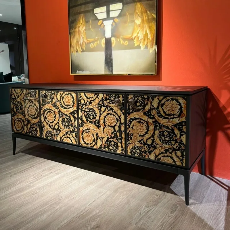 Light luxury TV cabinet, modern simple villa living room designer Medusa head floor cabinet bedroom locker