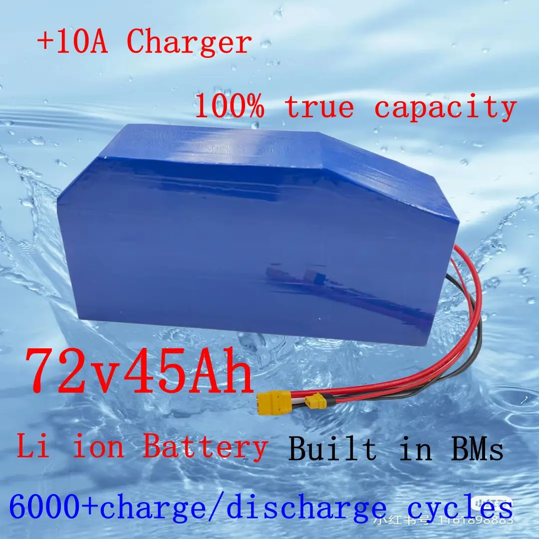 

72V 45Ah Li-ion Triangle Battery Pack (20S) – Built-in BMS + 10A Charger –Supports 5000W-6000W Motors for E-Bikes, Scooters &