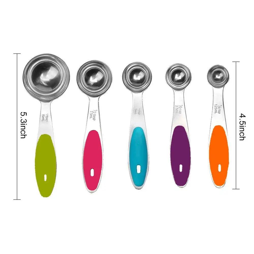 Stainless Steel Measuring Spoons 5 Piece Stackable Set - Measuring Set for Cooking and Baking Measuring Spoon Set