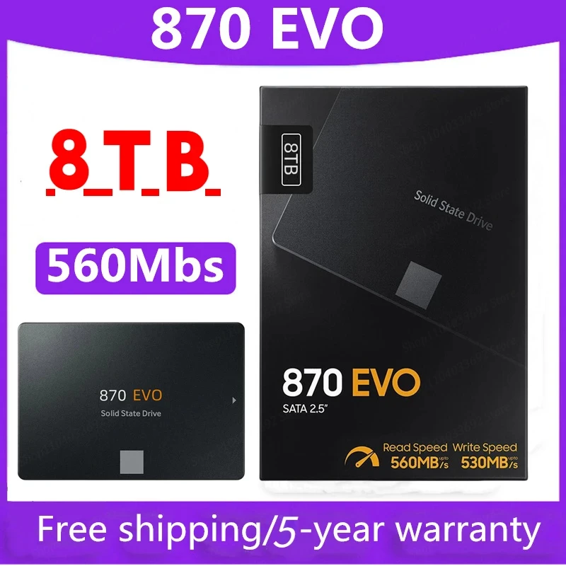 

SSD 870EVO 1TB 2TB 4TB 8TB Internal Solid State Drive HDD Hard Drive SATA3 2.5 Inches for Laptop Desktop Computer
