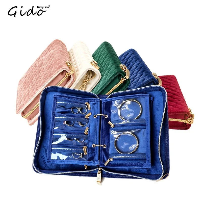 Velvet Jewelry Book with Combination Lock Portable Travel Anti-tarnish Organizer for Ring Earring Pendant Necklace Bracelet