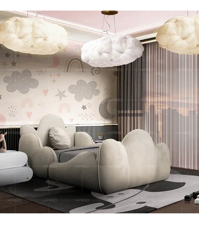 

Princess bed antifouling fabric bed single cute girl bedroom light luxury bed