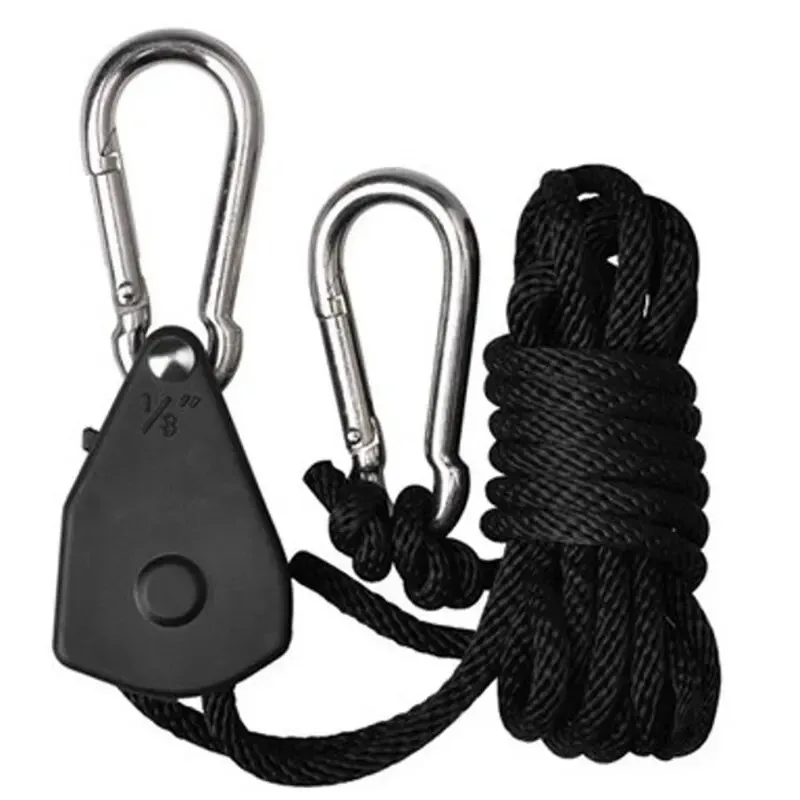 5m Adjustable 8 1 Inch Hanging Rope for Outdoor Camping Plant Growing Light Rope Ratchet Hanger Pulley Lifting Pulley Hook image 3