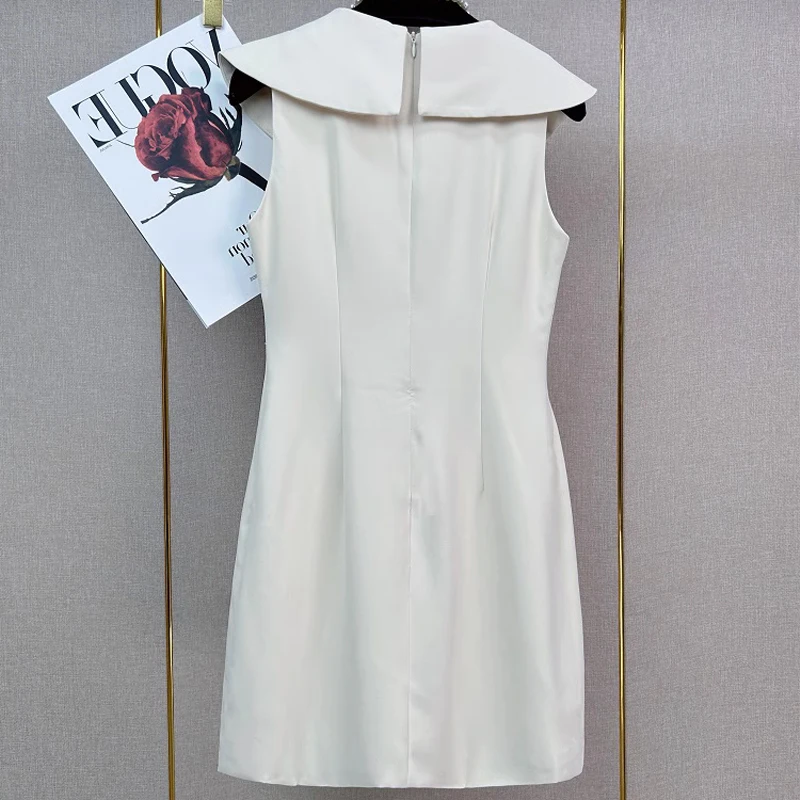 Ele Lady Sle Doll Kraag Dr Chic Fraance Aosphere Wit Maanlicht Pop Kraag Dr voor Dames Zomerseizoen