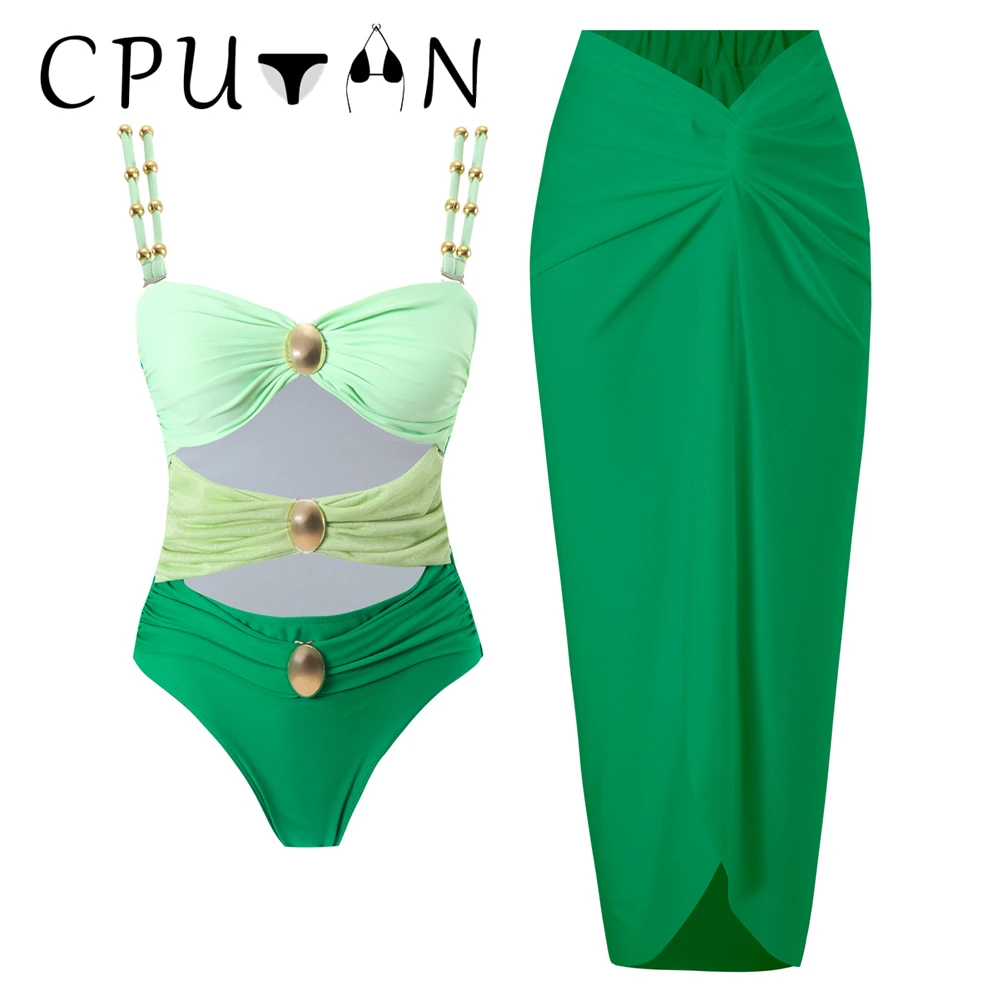 

CPUTAN 2024 Sexy Bikini Set Brazilian Biquini Women Push Up One Piece Swimwear Skirt Bathing Suit Girls Summer Beachwear Dress