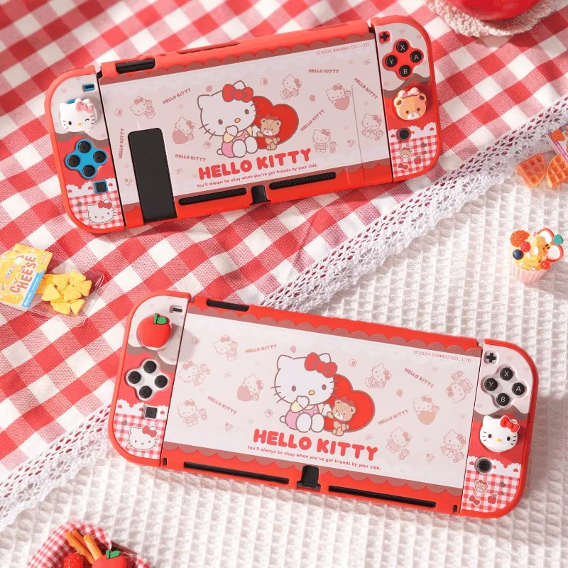 

Защитный чехол для Nintendo Switch OLED с персонажами Sanrio: Hello Kitty, Помпомпурин. Жесткий, милый, противоударный, новинка 2026 года, декоративный, кавайный.